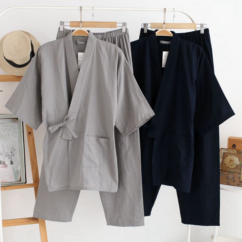 Men'S Kimono Accessories - Japanese Style Kimono Cardigan Pants 2pcs