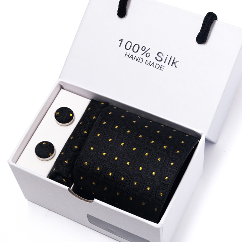 New Men's Flower Polka Dot Mul - Neck Tie Set Box recension och pris